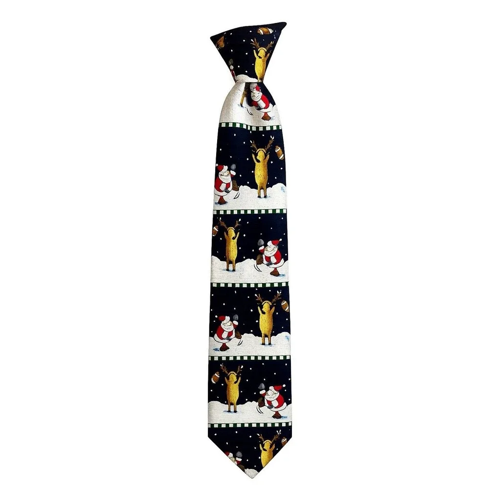 American Greetings Golden Wreath Christmas Santa Reindeer Novelty Tie 2002 NWT